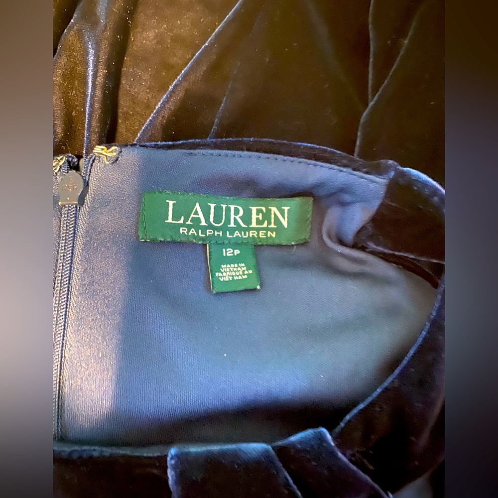 LAUREN dress short sleeve for women size 12/P  color blue like new - Picture 9 of 9